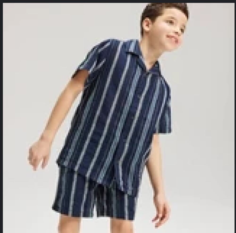 Cat & Jack - Boys - Set of Linen Shorts & Shirt - Striped Blue - Size XXL Husky